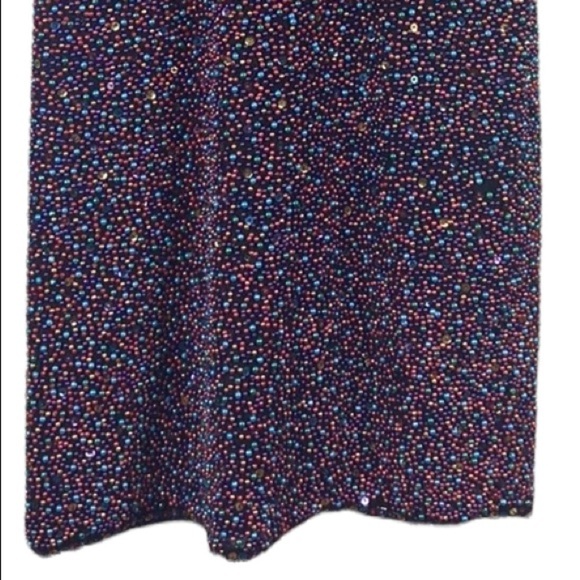 Vintage 80’s Heavy Hand Beaded and Sequinned Dress Size M - Picture 10 of 11
